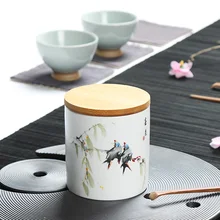 PINNY ручная роспись путешествия мини керамический чайный Caddy ручной работы портативный чайный набор герметичная банка с бамбуковой крышкой pu er для хранения чая