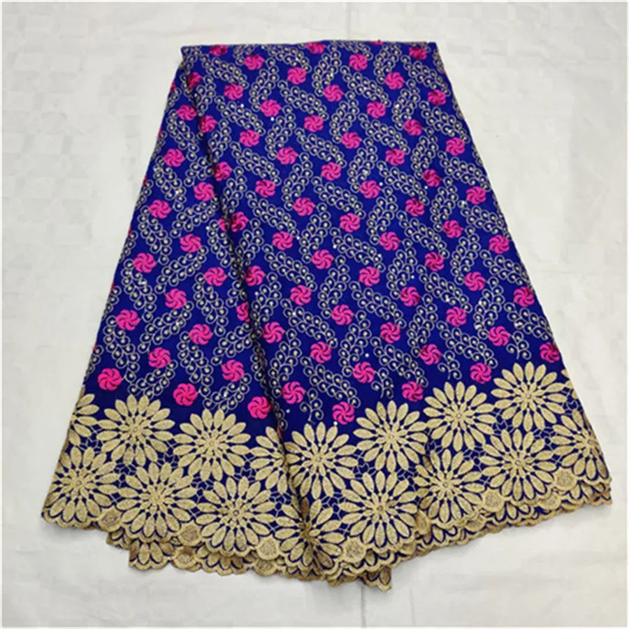 Хлопок вышивка французская швейцарская вуаль пробивная хлопковая кружевная ткань с африканскими камнями парча ткань 5 ярдов/партия