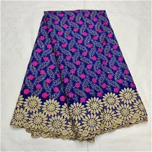 Хлопок вышивка французская швейцарская вуаль пробивная хлопковая кружевная ткань с африканскими камнями парча ткань 5 ярдов/партия