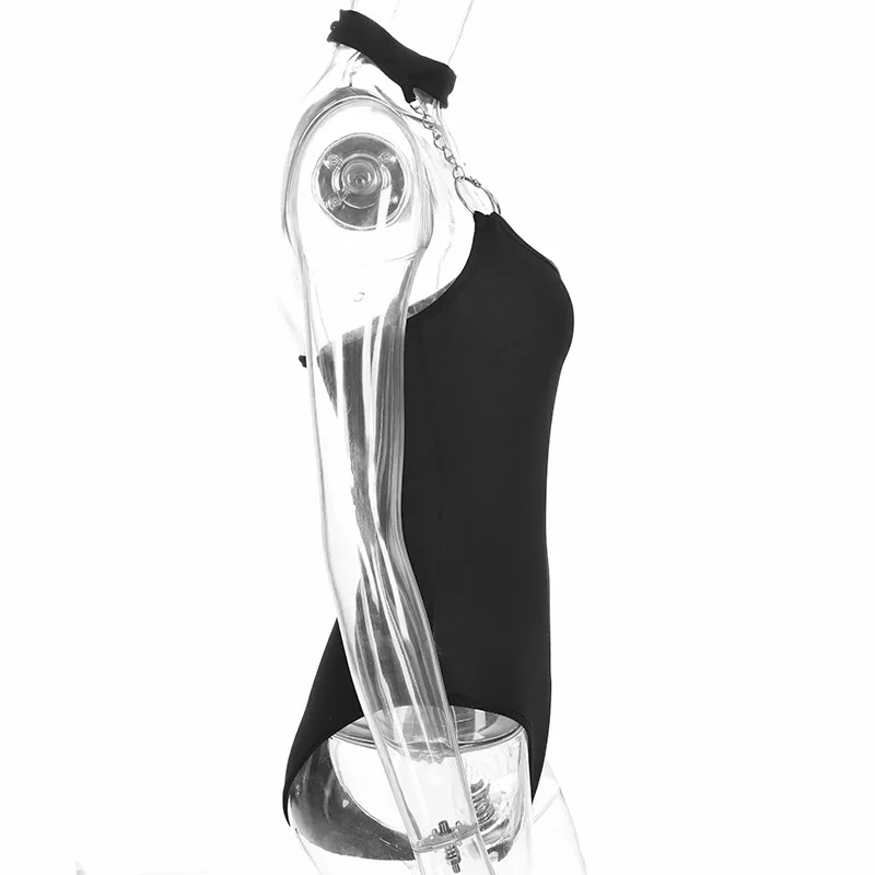 VANGULL Сексуальное Женское боди с вырезом на спине Холтер Bodycon 2019 Летняя мода металла боди с декоративными цепями женские колье Ползунки