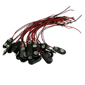 

2015 Hot 20 pcs Black Faux Leather Housing T Type WiRed 9V Battery Clip Connector