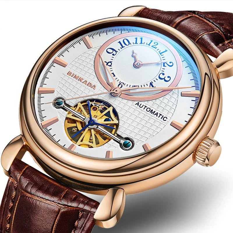 

Leather Automatic Mechanical Watches Hollow Male Table Multiple Time Zone 2018 New Moment Sport Wrist Clock Top Brand Luxury 24