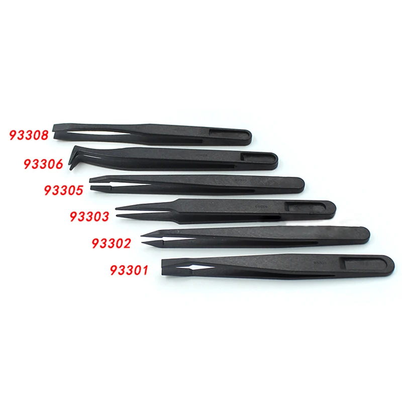 

1 PCS Plastic Carbon Fiber Tweezers ntistatic Straight Curved Anti-static Conductive Tweezer Clip Hand Tools Set