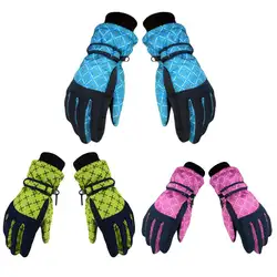 Унисекс зимние лыжные перчатки полный палец ветрозащитные клетчатые Наручные Теплые утолщенные нескользящие спортивные сноубордические