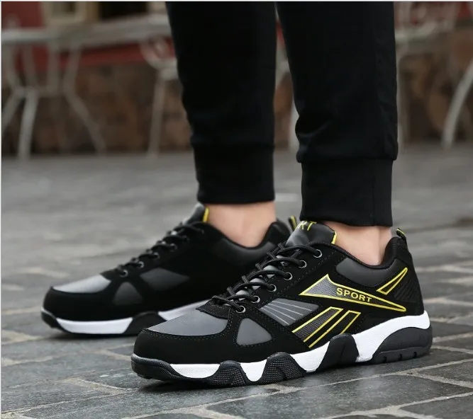 2018 Men Sports Shoes PU Anti-slippery Breathable Outdoor jogging Running Sneakers Man leather Shoes Comfortable Black red 38 43 2018 Men Sports Shoes PU Anti-slippery Breathable Outdoor jogging Running Sneakers Man leather Shoes Comfortable Black red 38 43