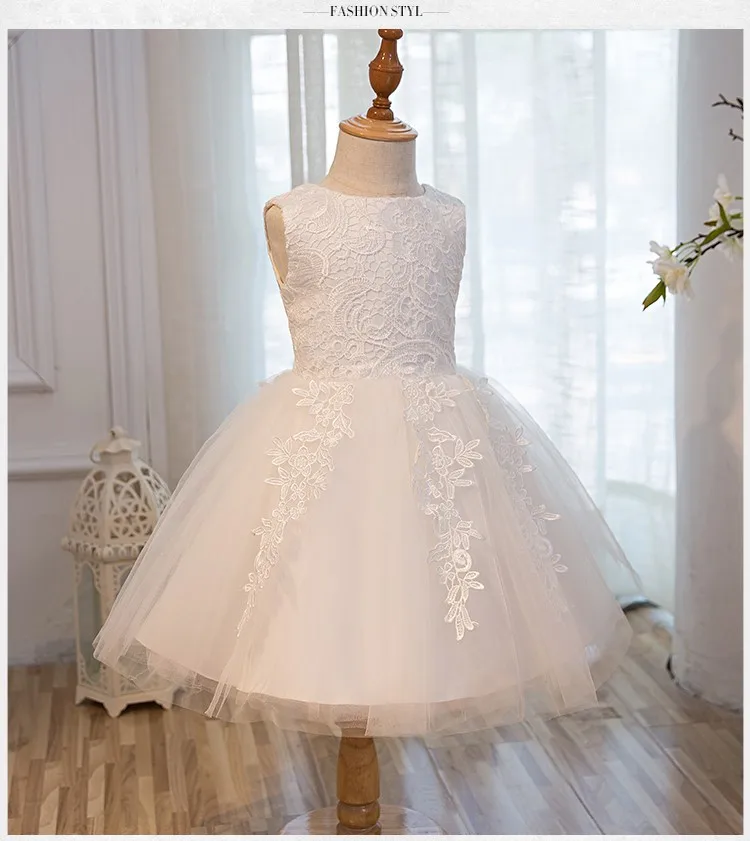 Высококачественное белое платье для свадьбы платья для девочек для первого причастия платья для дня рождения торжественные платья из тюля и кружева с цветочным узором для маленьких девочек