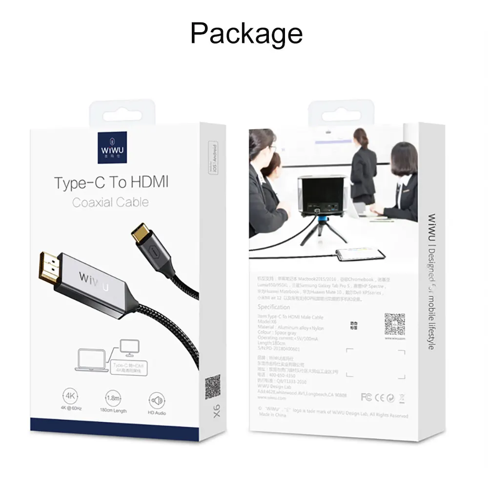WiWU Type c к HDMI 4K USB 3 1 Hub для MacBook прочный линейный адаптер высокого качества адаптеру