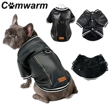 Comwarm кожаная одежда для домашних животных зимние куртки для собак водонепроницаемое снаряжение костюм мопса французская одежда для бульдога теплая одежда футболка для собак
