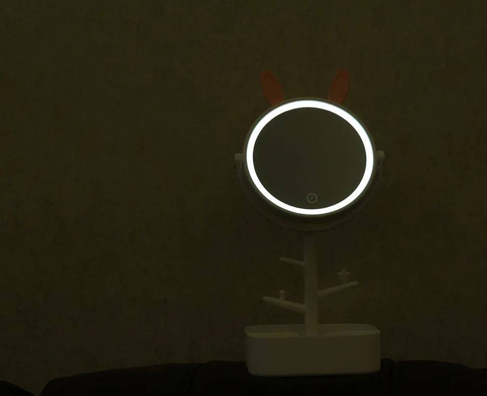 Espelho de Vaidade de Desktop Compacto de Viagem Espelhos de Bolso Portátil Sensoriamento Iluminado Maquiagem Espelho Cosméticos Mão Mulheres Estande Rodada Led 15 Espelhos para maquiagem