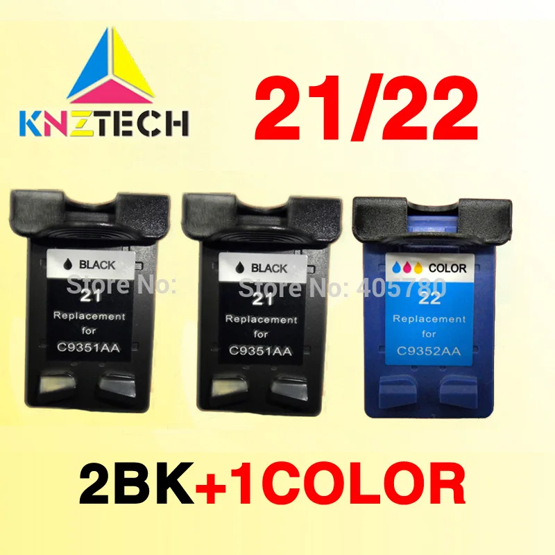 

2BK+1COLOR Ink Cartridge Replacement for HP 21 22 HP21 21XL 22XL Deskjet F2180 F4180 F380 300 380 Printer