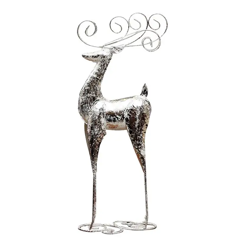 1PC Decoration Standing Deer Creative Iron Silver Unique Ornaments for Christmas Shop Window