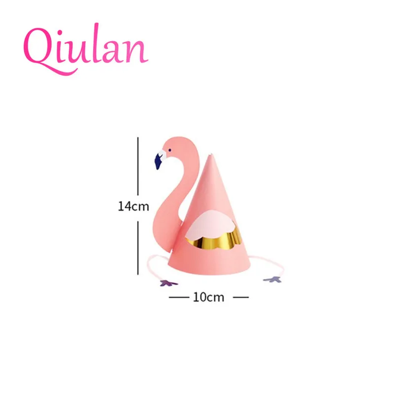 2pcs Flamingo Theme Mini Paper Caps Birthday Party for kids  Baby Shower Party Hats Boy Girl First Travel photo decoration 7D (9)