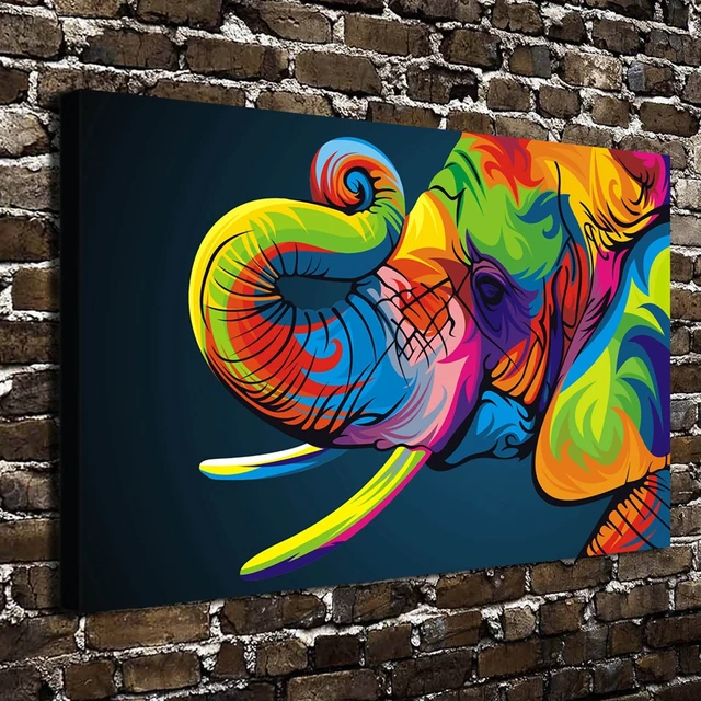Online shop a3489 abstrakte malerei farbe elefanten tier. hd ...