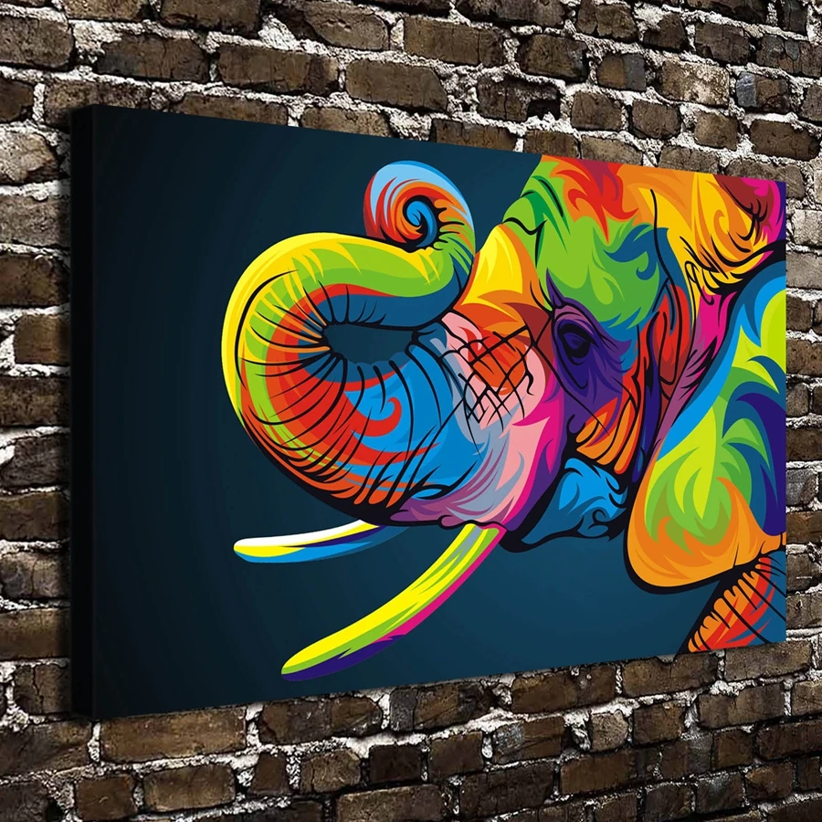 A3489 Pintura Abstracta de Color Elefante Animal. HD Impresión De La