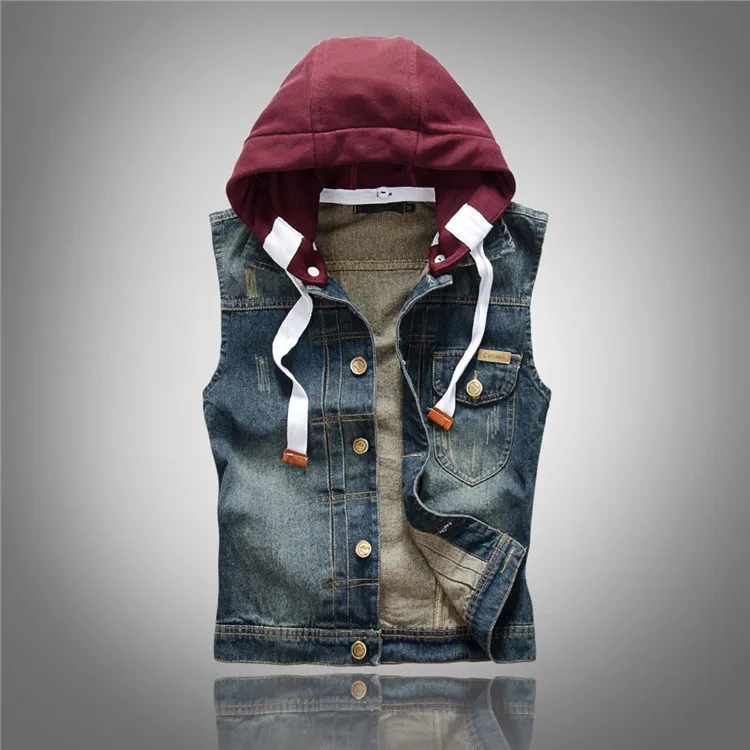 

new 2018 men's clothing of cultivate one's morality remove cap cowboy vest Dark denim vest