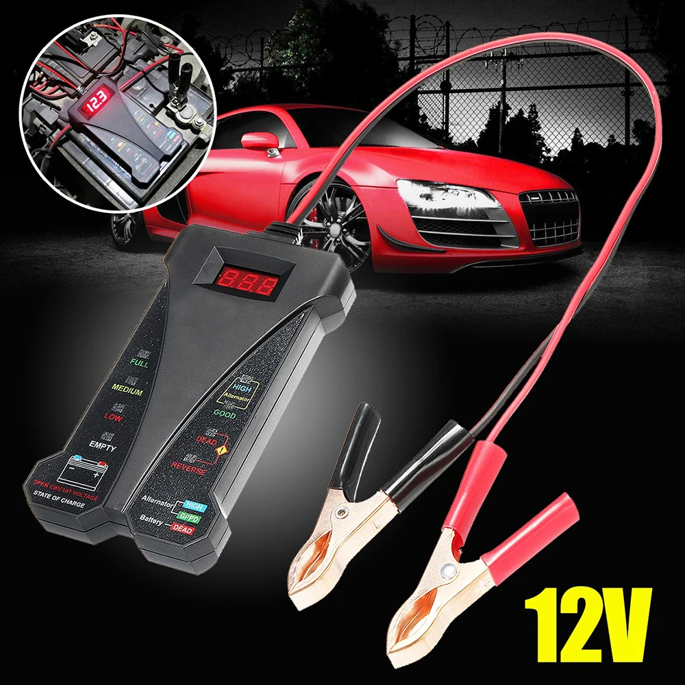 

Digital 12V Analyzer Car Motorcycle Battery Alternator Tester with 6 LED Lights Display Car Vehicle Battery Testing Tool