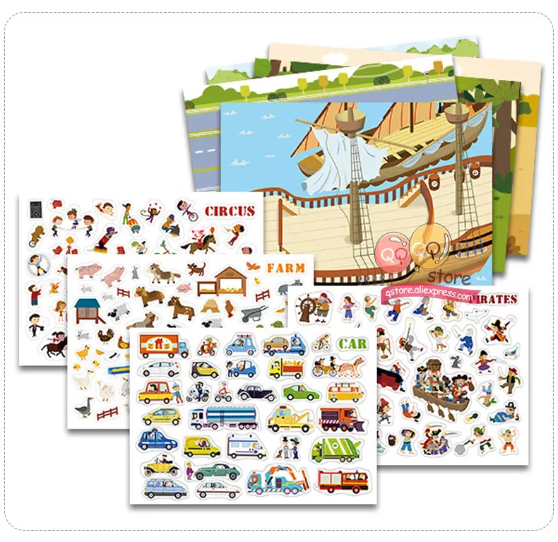 Наклейка s Дети Новая многоразовая наклейка книга игровой коврик коллекция обучающие игрушки для детей Съемный Фон сцены PuzzleGift