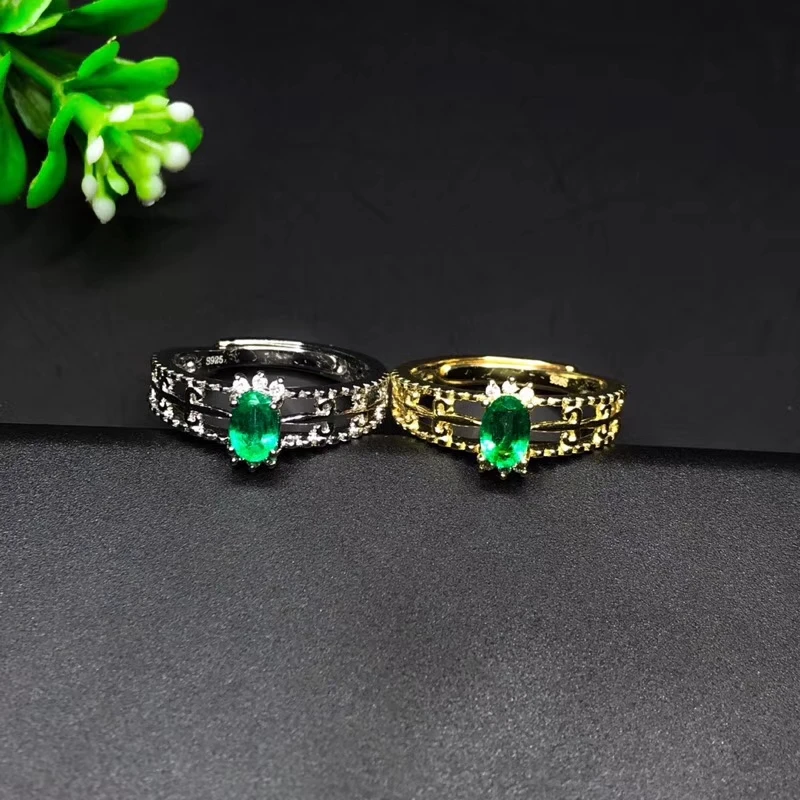 Женское кольцо с зеленым камнем, серебряное кольцо с изумрудом, кольцо с натуральным драгоценным камнем, позолоченное кольцо на годовщину, обручальное кольцо, подарок, netural gem, 4x6 мм