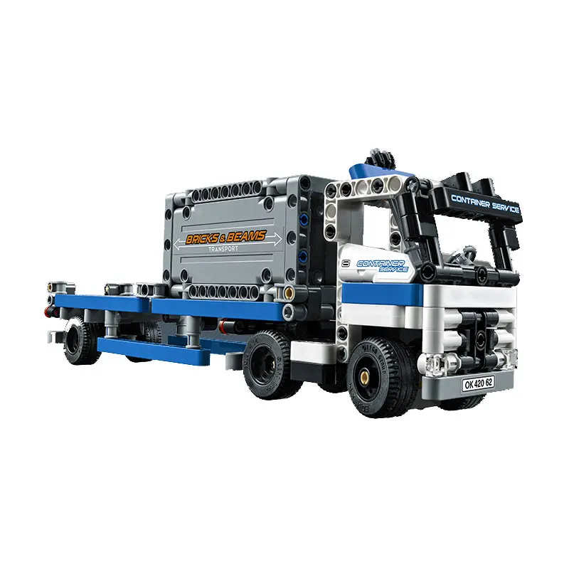 Technic серия 631 шт. 2в1 модель контейнера двора грузовик съемный трейлер Кирпичи Строительные блоки игрушки для детей городские наборы