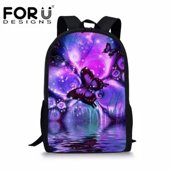

FORUDESIGNS Butterfly Printing School Bag for Teenager Girls Primary Students Schoolbag Children Book Bag Boys Casual School Bag