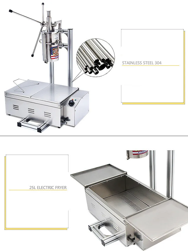 Коммерческий Досуг фаст-Фритюрница оборудование 5L машина для изготовления Чуррос с 25L электрическая фритюрница