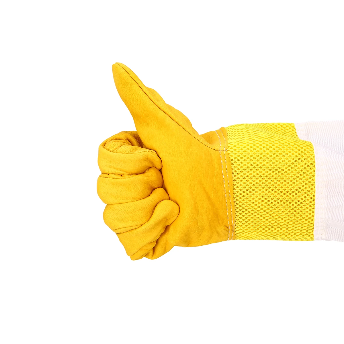1 Pair Beekeeping Gloves Size XL Goatskin Bee Keeping with Vented Beekeeper Long Sleeves Mesh Fabric Sleeve Anti-bee Gloves