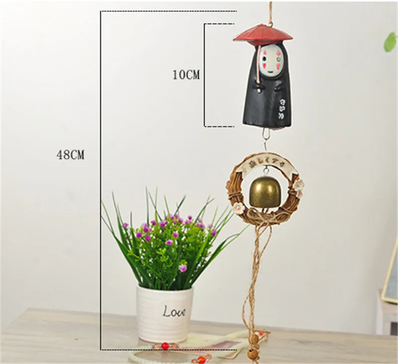 1 шт. прекрасная студия Ghibli NO FACE Man Windbell Wind Chime металлический колокольчик ПВХ фигурка из смолы Коллекция Модель игрушка кукла подарки