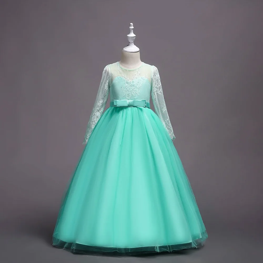 

CAILENI Kids Long Sleeve Princess Dress Flower Girls Lace Long Dresses Spring Summer Children Fancy Frock for Wedding Birthday