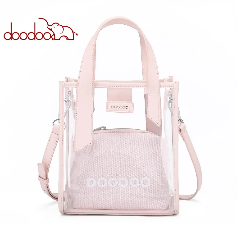 

DOODOO Brand Women's PVC Shoulder Bags Female Transparent Beach Handbags Ladies Fashion Large Capacity Jelly Tote Purse