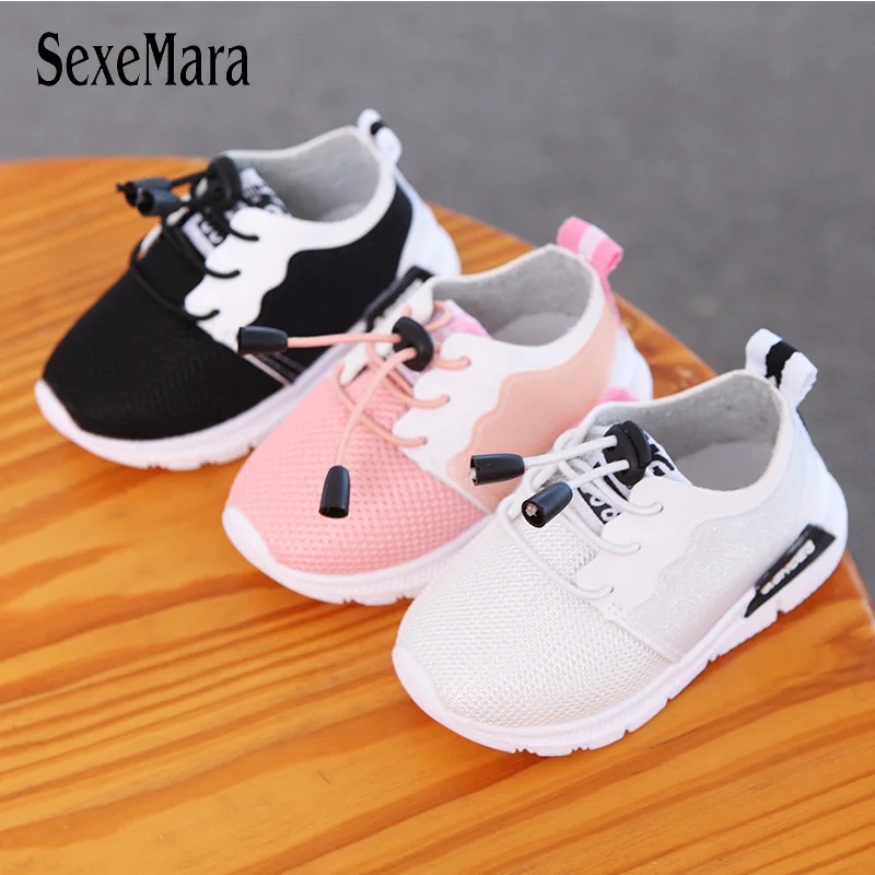 

New Arrival 2017 Spring Autumn Small children's sneakers for Boys/Girls Patch Mesh Sports Shoes Platform Shoes for Baby A07301