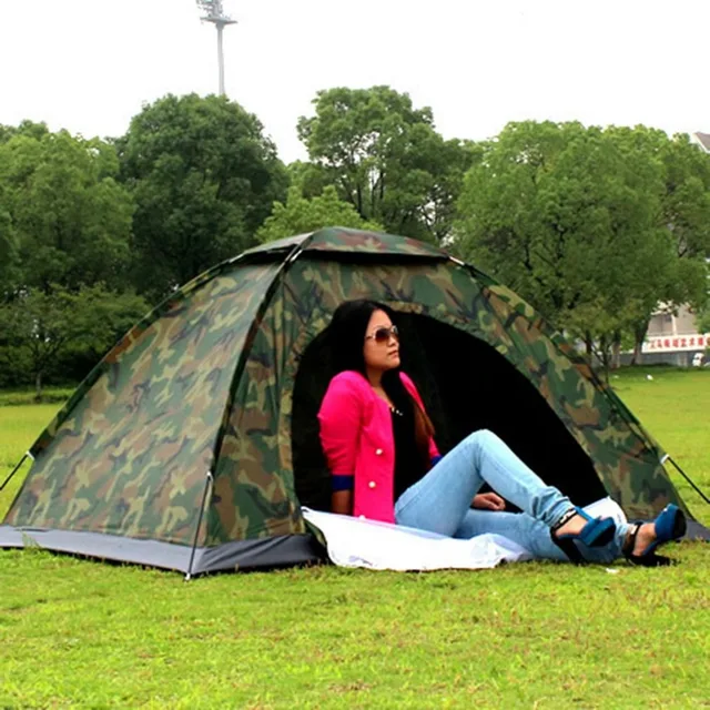 Portable Outdoor Camping Double Persons Tent Waterproof Dirt-proof Camouflage Folding Tent for Travelling Hiking 4