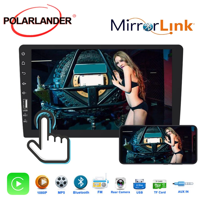 Autoradio car radio for carplay IOS Android Bluetooth TF card touch screen clock and date 9 inch FM MP5 rear view camera input | Автомобили