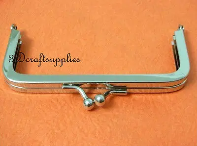 

metal purse frame glue on clasp clip silver 4 inch X 2 inch B68