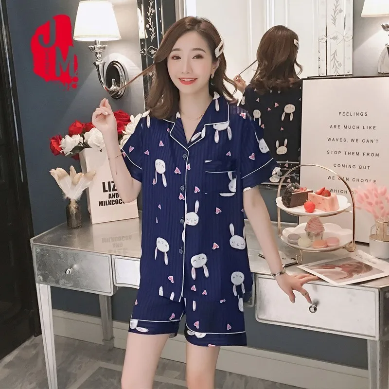 

Pyjamas Women Satin Summer Pijamas Women Satin Set Silk Pajamas Short Sleeves Homewear Pajama Silk Set Sleepwear Plus Size Sleep