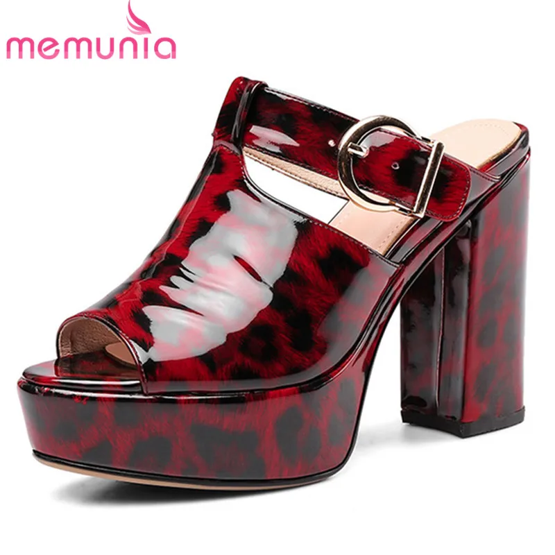 

MEMUNIA 2019 Handmade women gladiator sandals peep toe buckle high heels ladies prom shoes slip on summer platform shoes woman