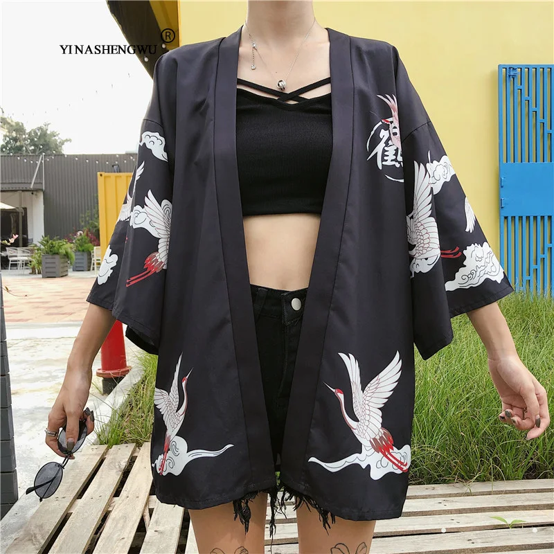 Women Harajuku Cardigan Japanese Kimono Asia Summer Digital Printed Shirt Tops Casual Woman Kimonos Kawaii Yukata Kimono Cosplay