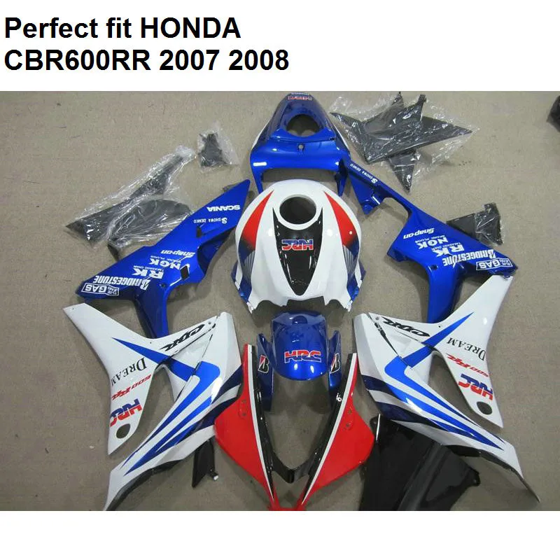 Aftermarket корпуса Обтекатели для Honda CBR 600 RR 2007 2008 сине-белый обтекатель комплект CBR600RR 07 08 MB81