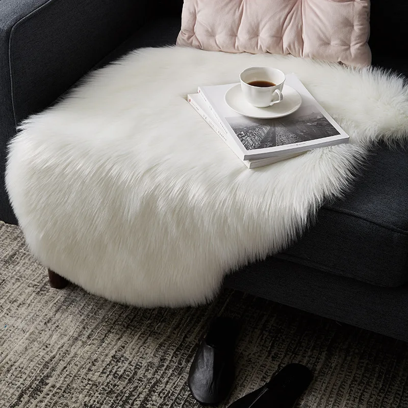 Модный неровный мохнатый Теплый Ковер 60*90 см, пушистый коврик для гостиной, чайный коврик для стола, чистый цвет, декоративный ковер для дивана, стула, белый/розовый - Цвет: Белый