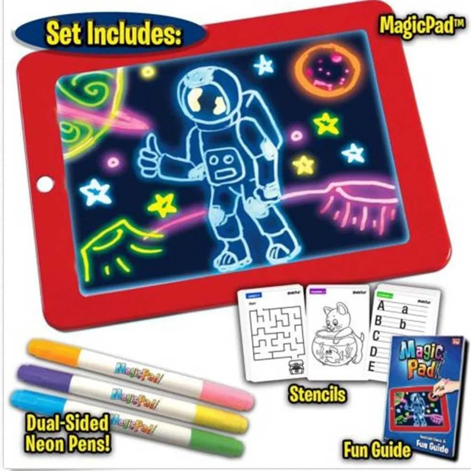 3D доска для рисования с игрушками светильник красочная ручка живопись планшет стираемый каракули эскиз живопись светится в темноте детские игрушки для рисования