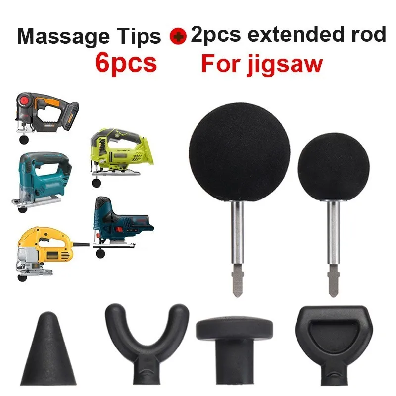 

6 Pcs/Set Fascia Gun Massage Head Body Muscle Massager Adapter Percussion Massage Tips For Jigsaw/Worx/Ryobi Electric Massagers
