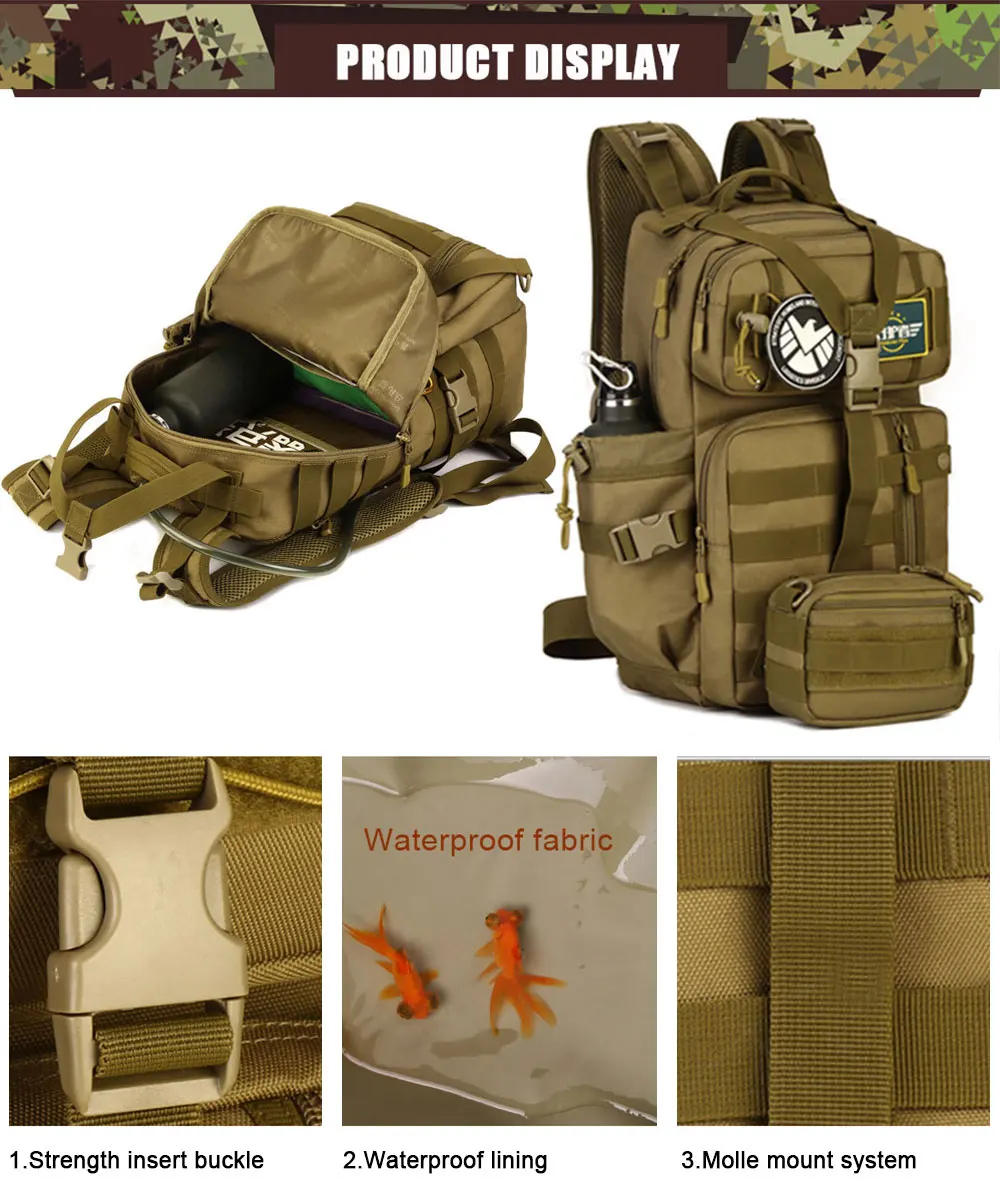 Masculino ao ar Bolsa de Esportes 900d à Prova Livre Tático Mochila D900água Exército Ombro Militar Caça Acampamento Feminino Multi-funcional Molle 3 p 9 Masculino ao ar livre 3 p tático