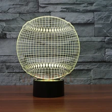 7 цветов Изменение Софтбол светодиодный ночник 3D база мяч визуальный лампа Бейсбол Иллюзия акрил спальня освещение украшения