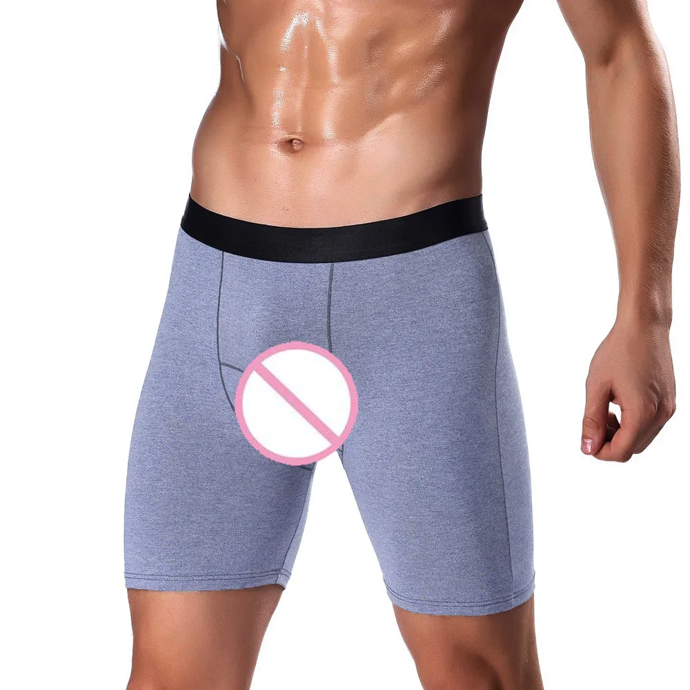 

Men's Sports Long Running Underwear Sexy Multi-Function Gentleman Boxer Solid Seamless Cotton Underpants Slip Uomo#D