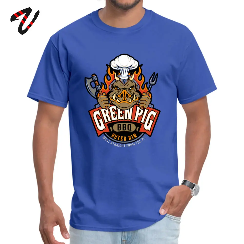 High Quality Student T-shirts Round Neck Short Sleeve All Cotton Green Pig BBQ T Shirt Group Clothing Shirt Drop Shipping Green Pig BBQ -21518 blue