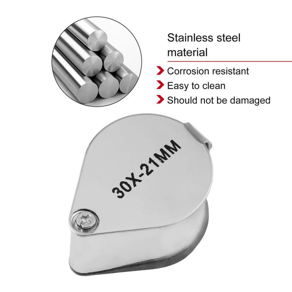Портативная Складная мини-подсветка увеличительное стекло 30X Ювелирная Лупа для глаз петля подсветка Ювелирные Монеты инструмент штампы