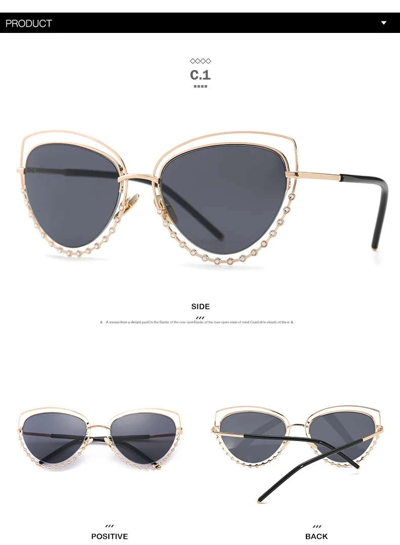 Роскошные знаменитостей винтажные круглые стразы кошачий глаз солнцезащитные очки женские брендовые дизайнерские темные очки Солнцезащитные очки женские Lunette Oculos