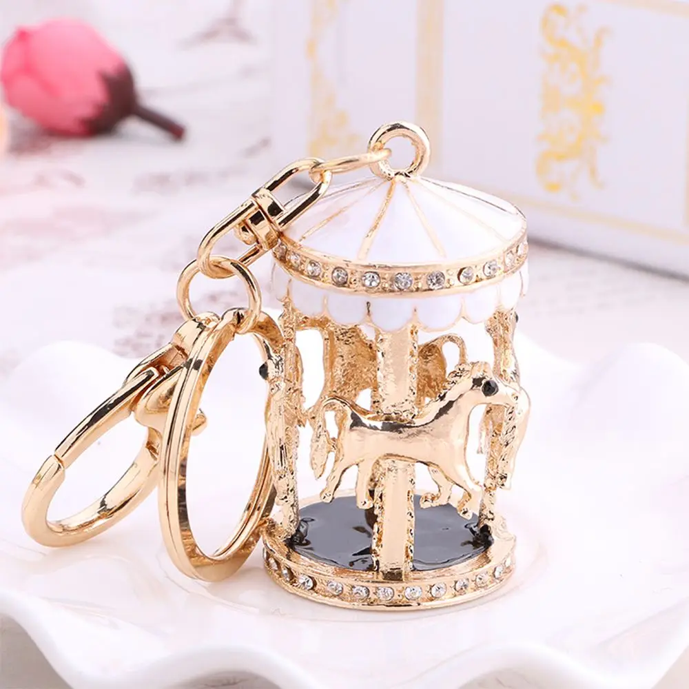 Buy Delicate Novelty Rhinestone Carousel Car Key Chain