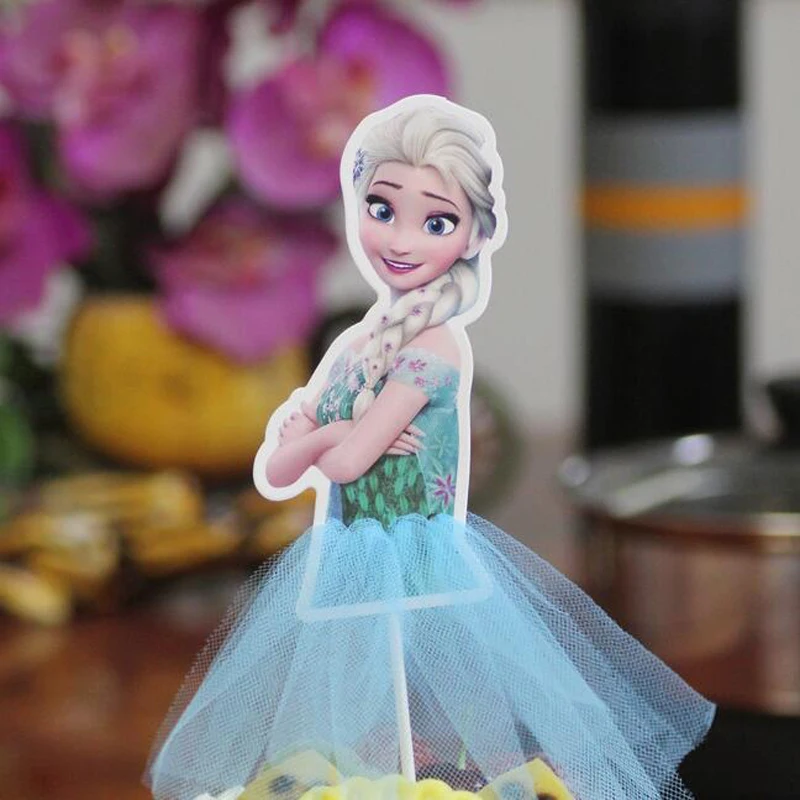 FROZEN CAKE TOPPER FLAG Kids party - Elsa & Anna, Cake Picks Cake Topper Banner Cake Accessories Party Supplies