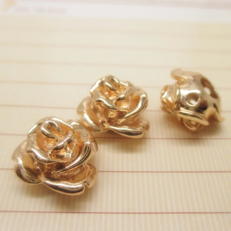 Buy Light Gold color Rose spacer beads solid flower