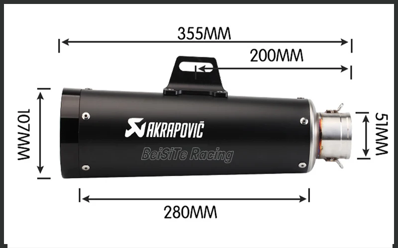 Универсальный Впускной 51 мм мотоцикл из нержавеющей стали Akrapovic глушитель для Ninja400 R3 Ninja250 ZX6